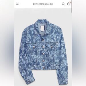 LoveShackFancy X Gap Floral Icon Denim Jacket with Washwell Size XS NWOT